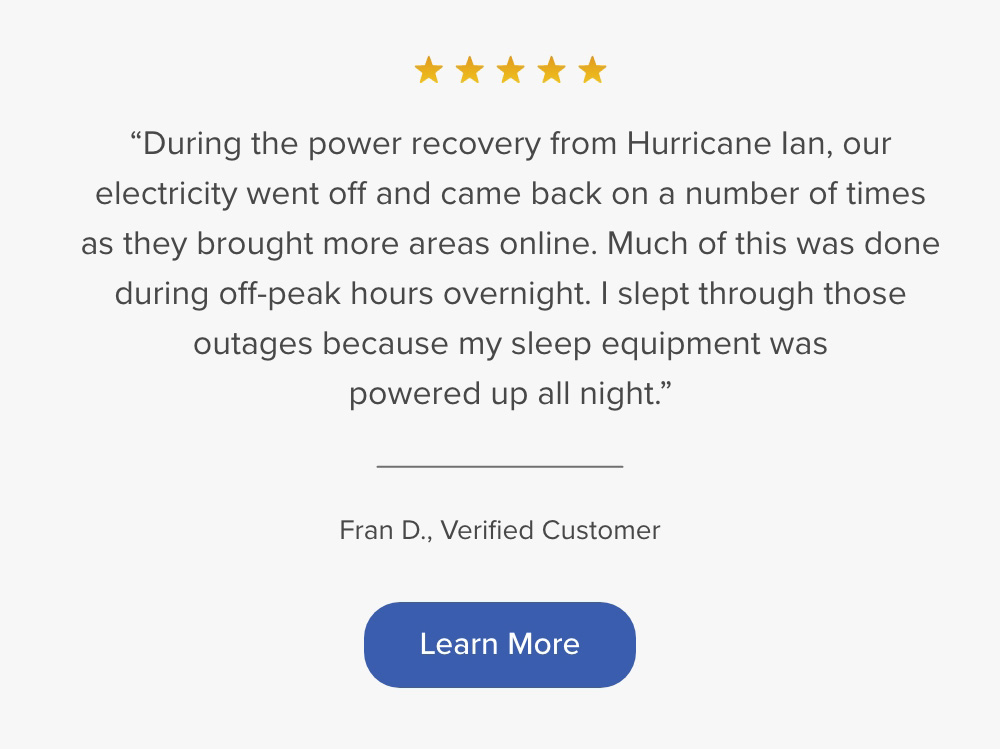 Protect your sleep equipment from power outages. SoClean